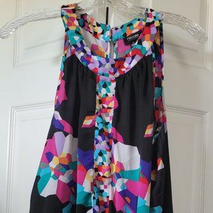 Multi color Sleeveless Highlow Shirt Top Blouse